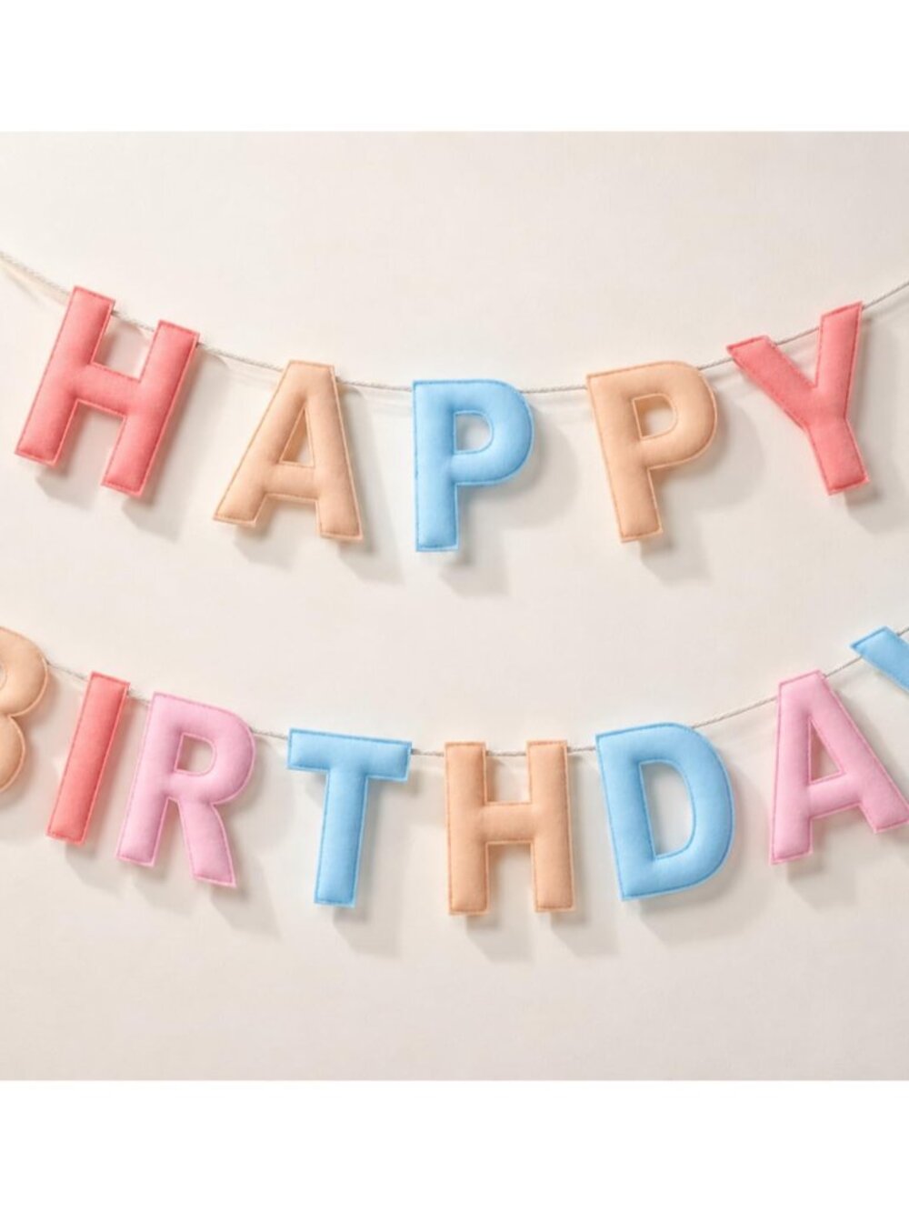 Felt Happy Birthday Banner Reusable,Macaron Color,Normal